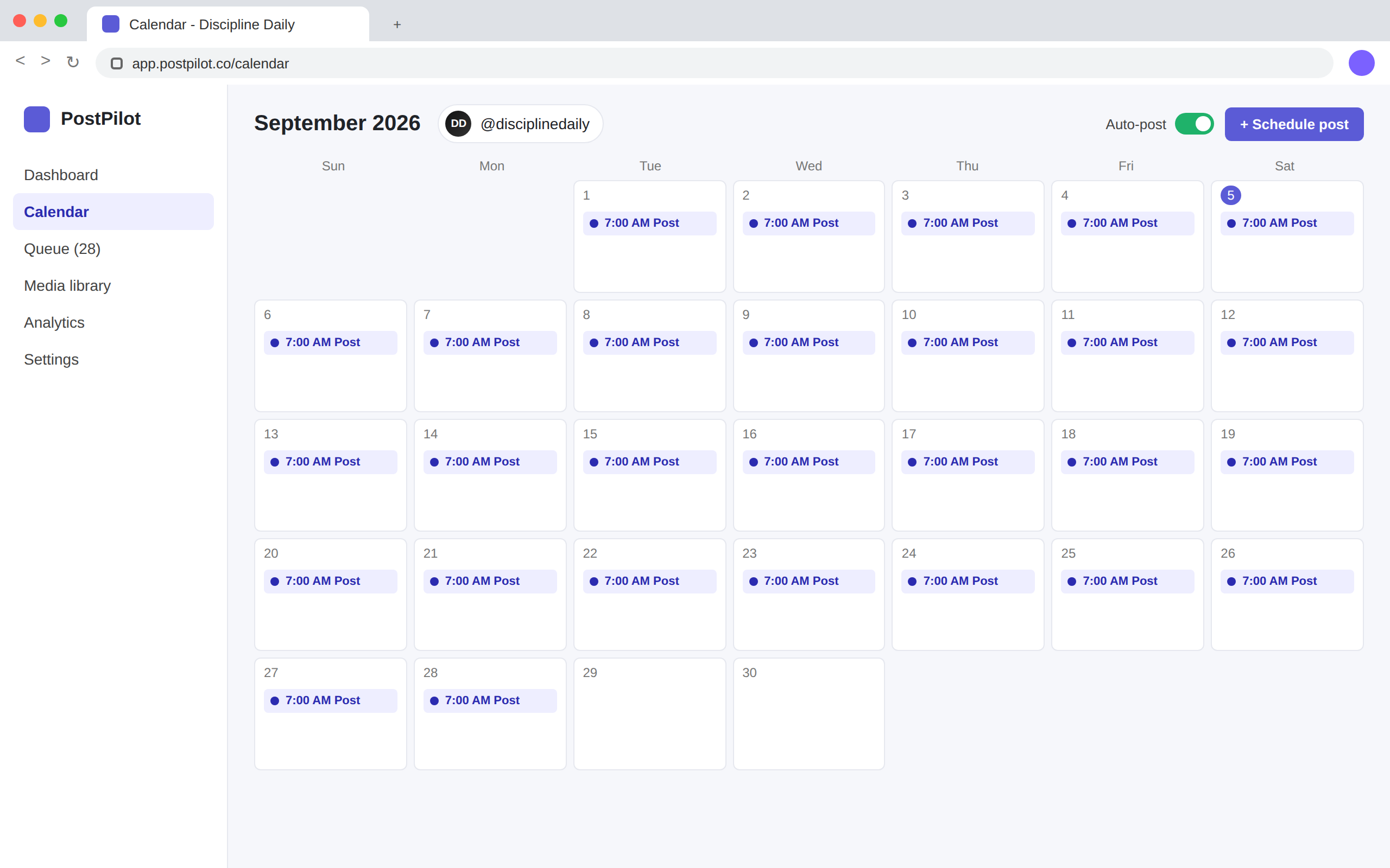 The month scheduled