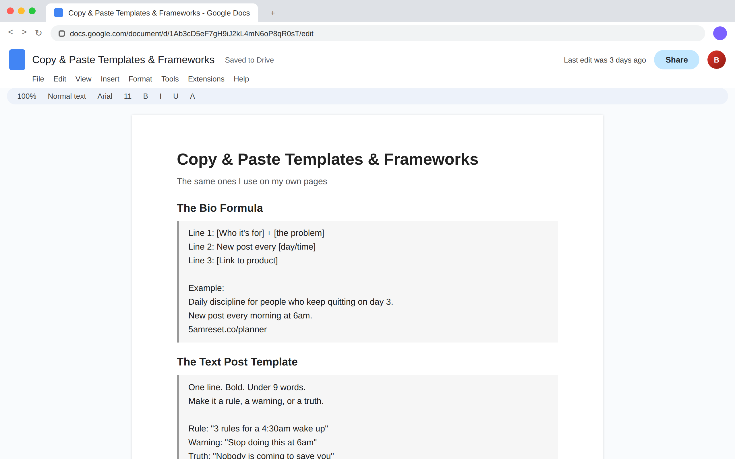 Copy and paste templates