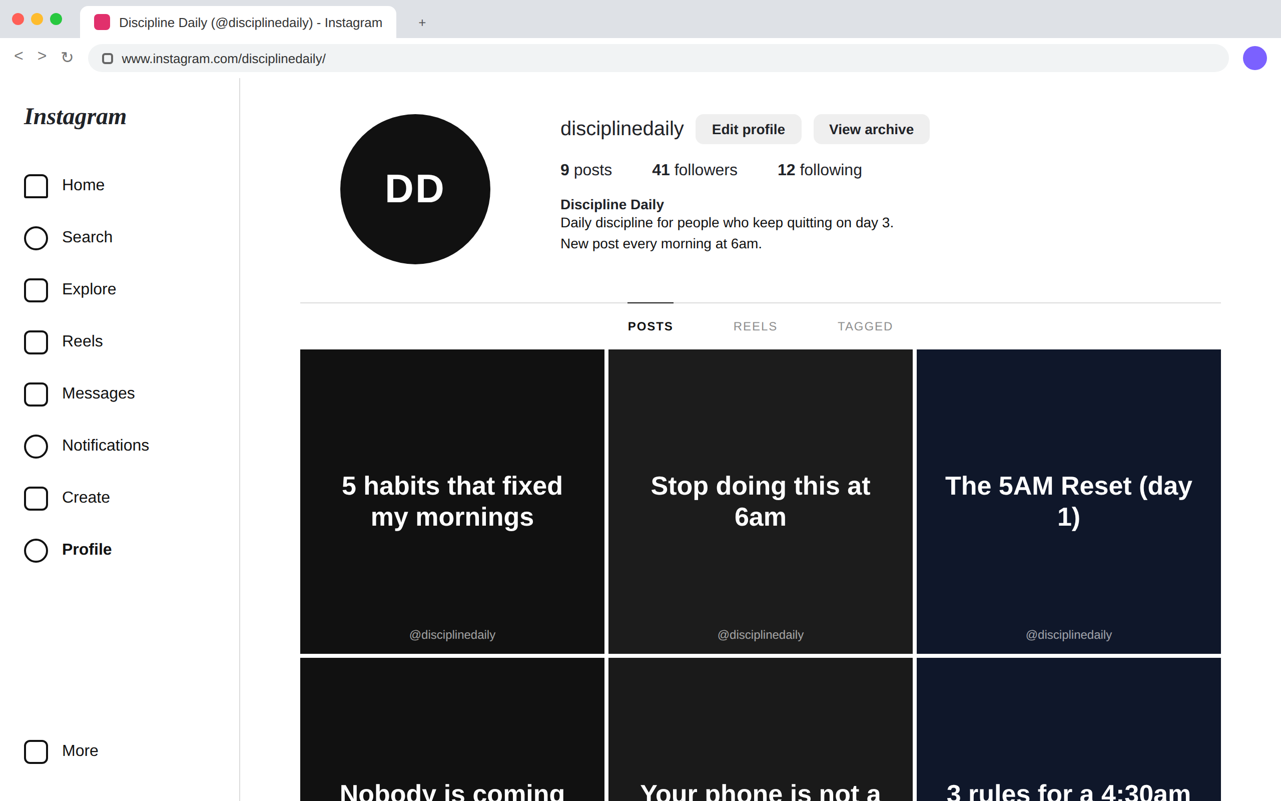 The page on day one