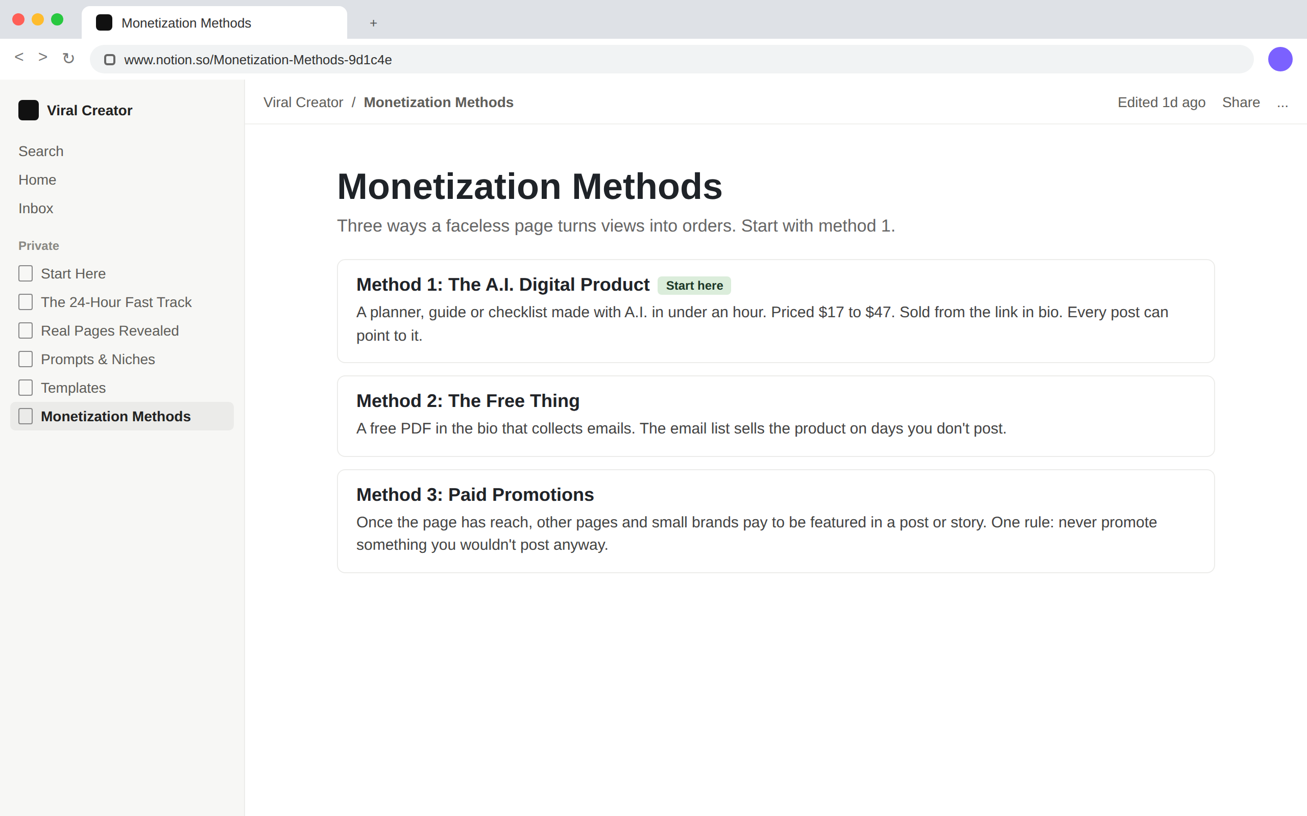 Three monetization methods